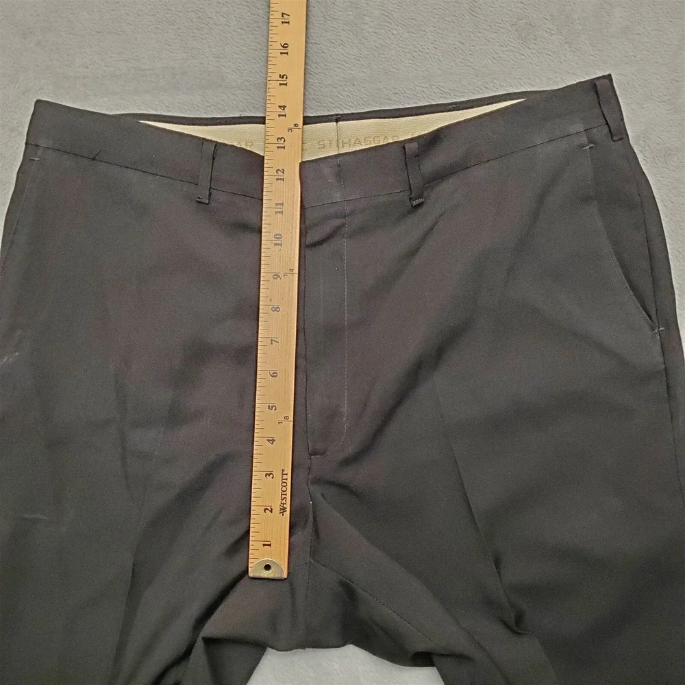 VTG Haggar Pants Mens 36x31 Black Magic Stretch Flat Front Wool Blend Dress